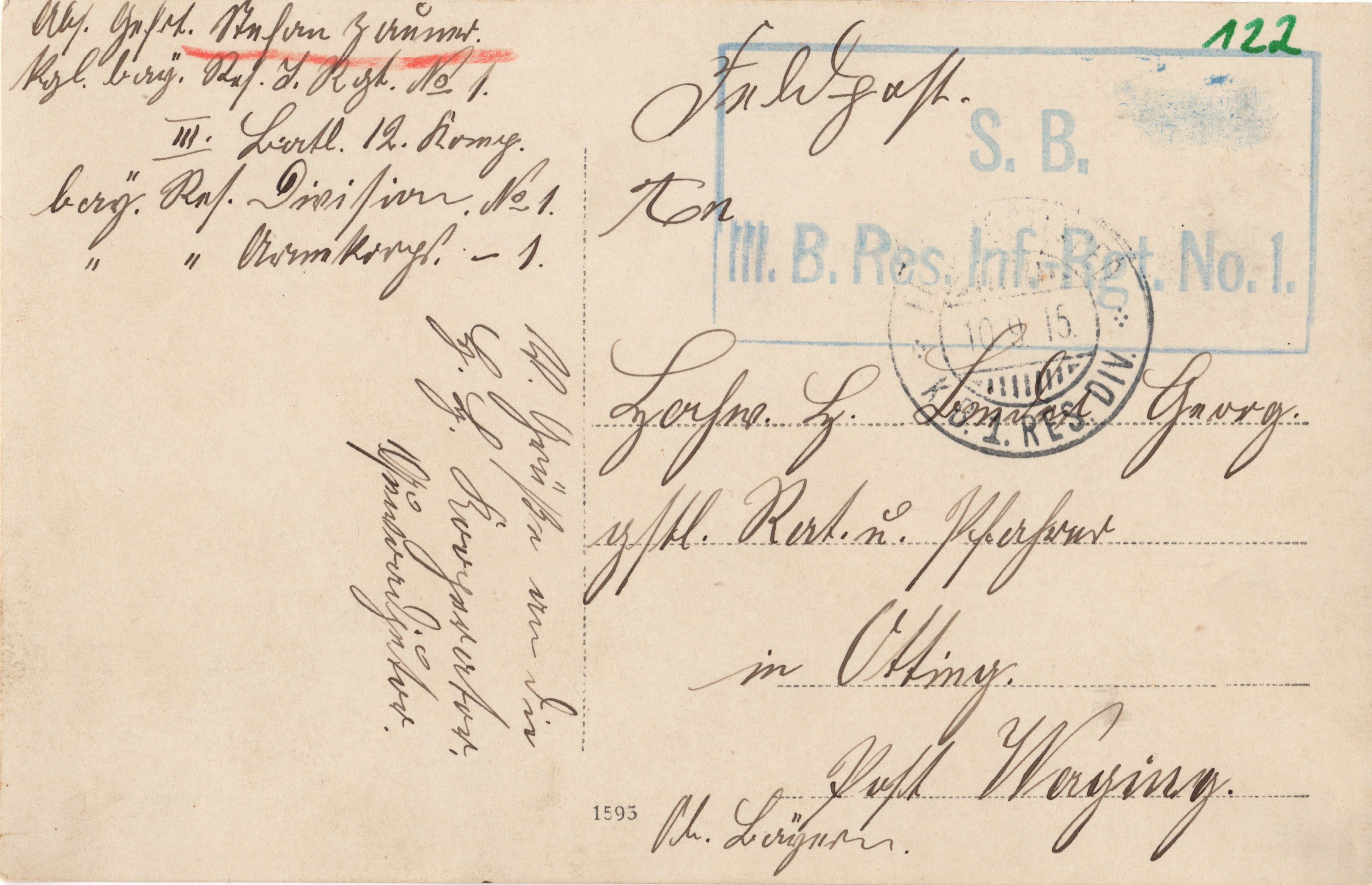 Scan der Schriftstück- Vorderseite © Katholische Pfarrkirchenstiftung St. Stephanus Otting