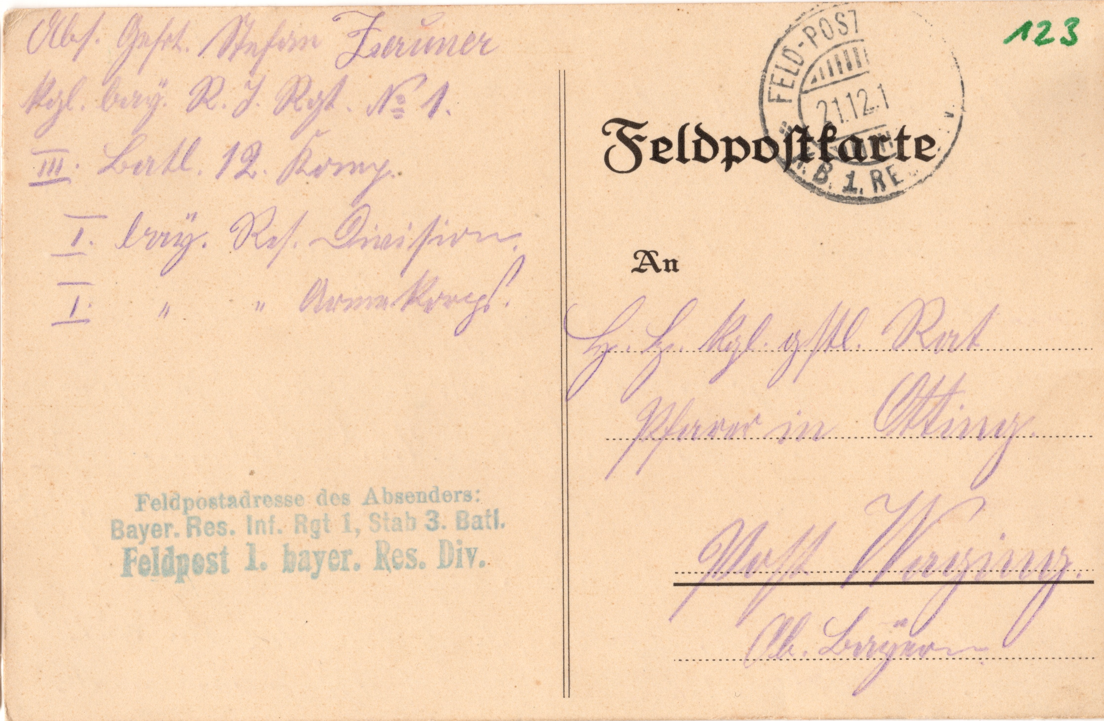 Scan der Schriftstück- Vorderseite © Katholische Pfarrkirchenstiftung St. Stephanus Otting