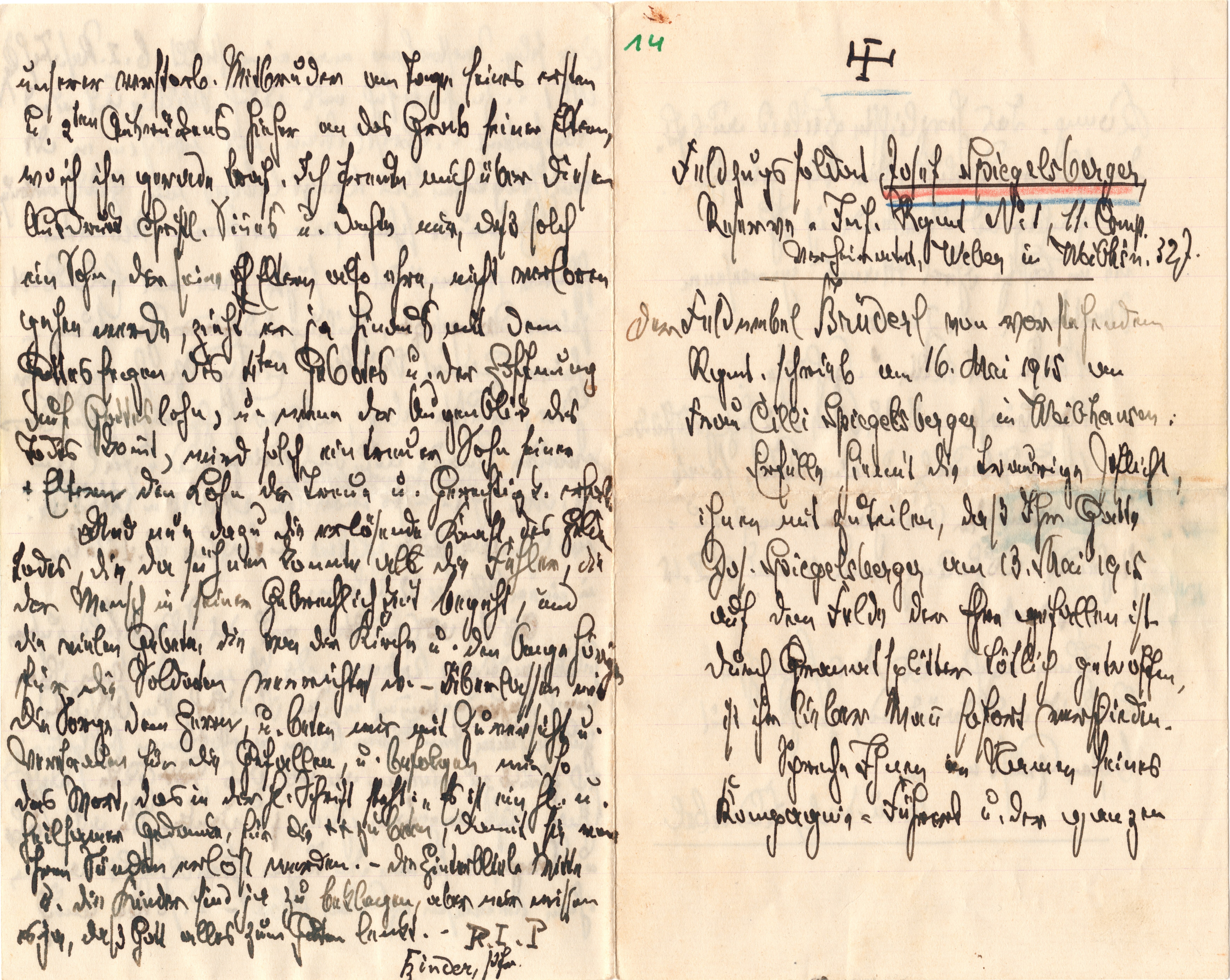 Scan der Schriftstück- Vorderseite © Katholische Pfarrkirchenstiftung St. Stephanus Otting