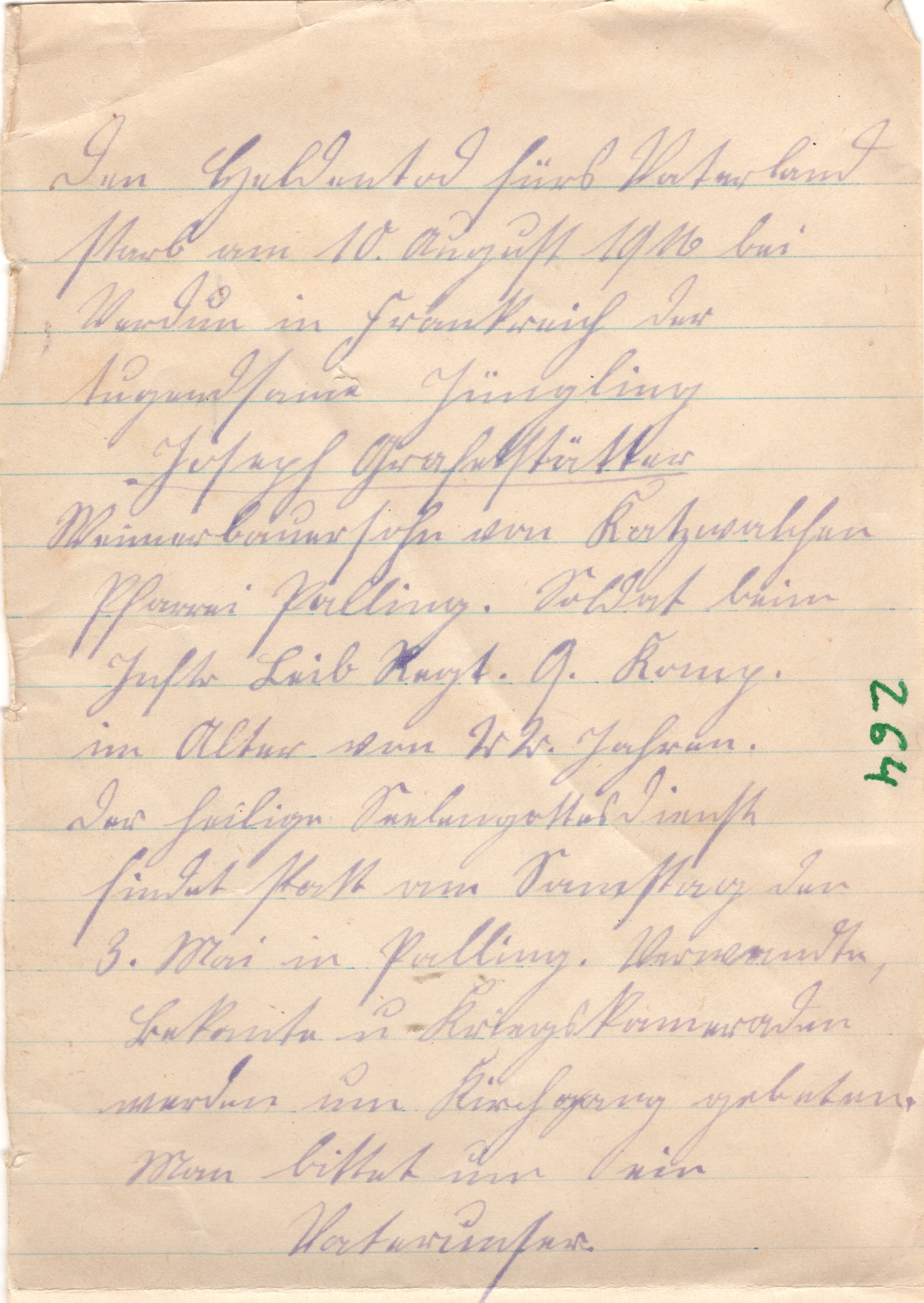 Scan der Schriftstück- Vorderseite © Katholische Pfarrkirchenstiftung St. Stephanus Otting