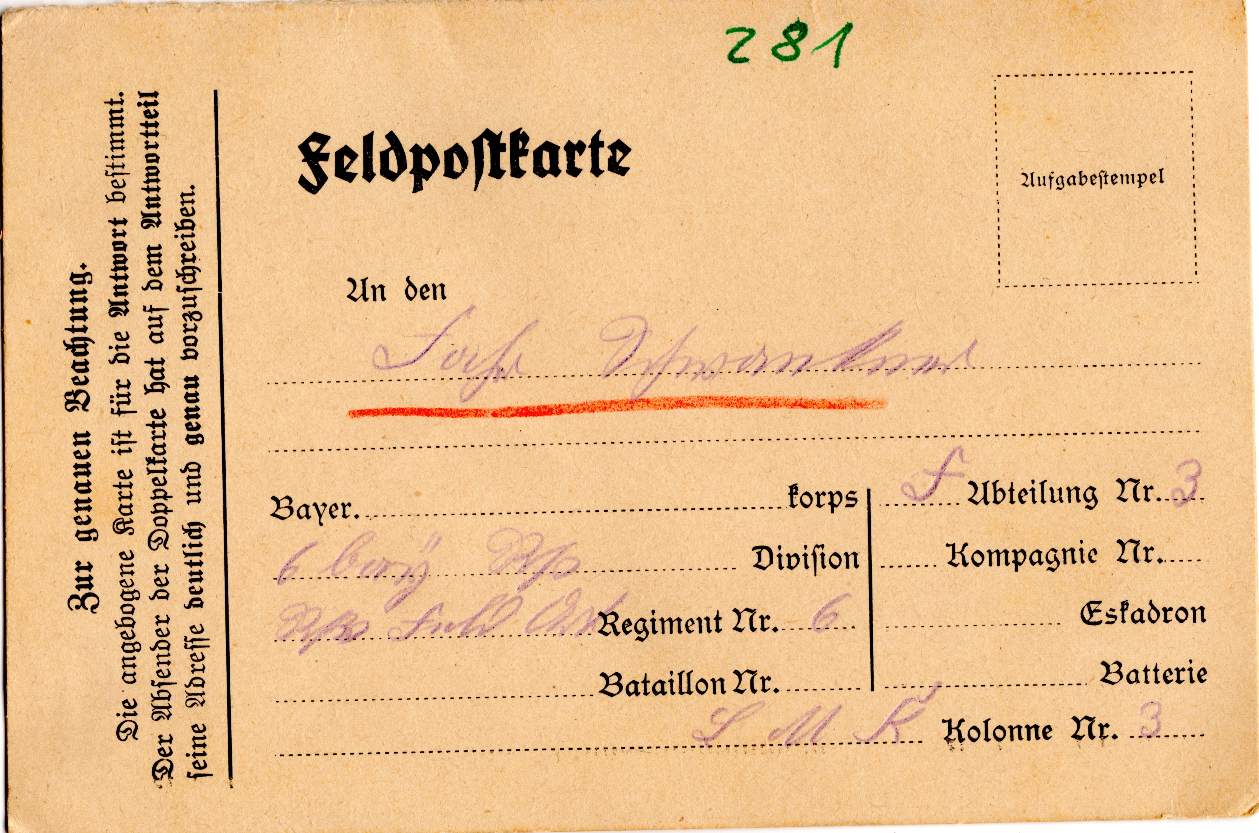 Scan der Schriftstück- Vorderseite © Katholische Pfarrkirchenstiftung St. Stephanus Otting