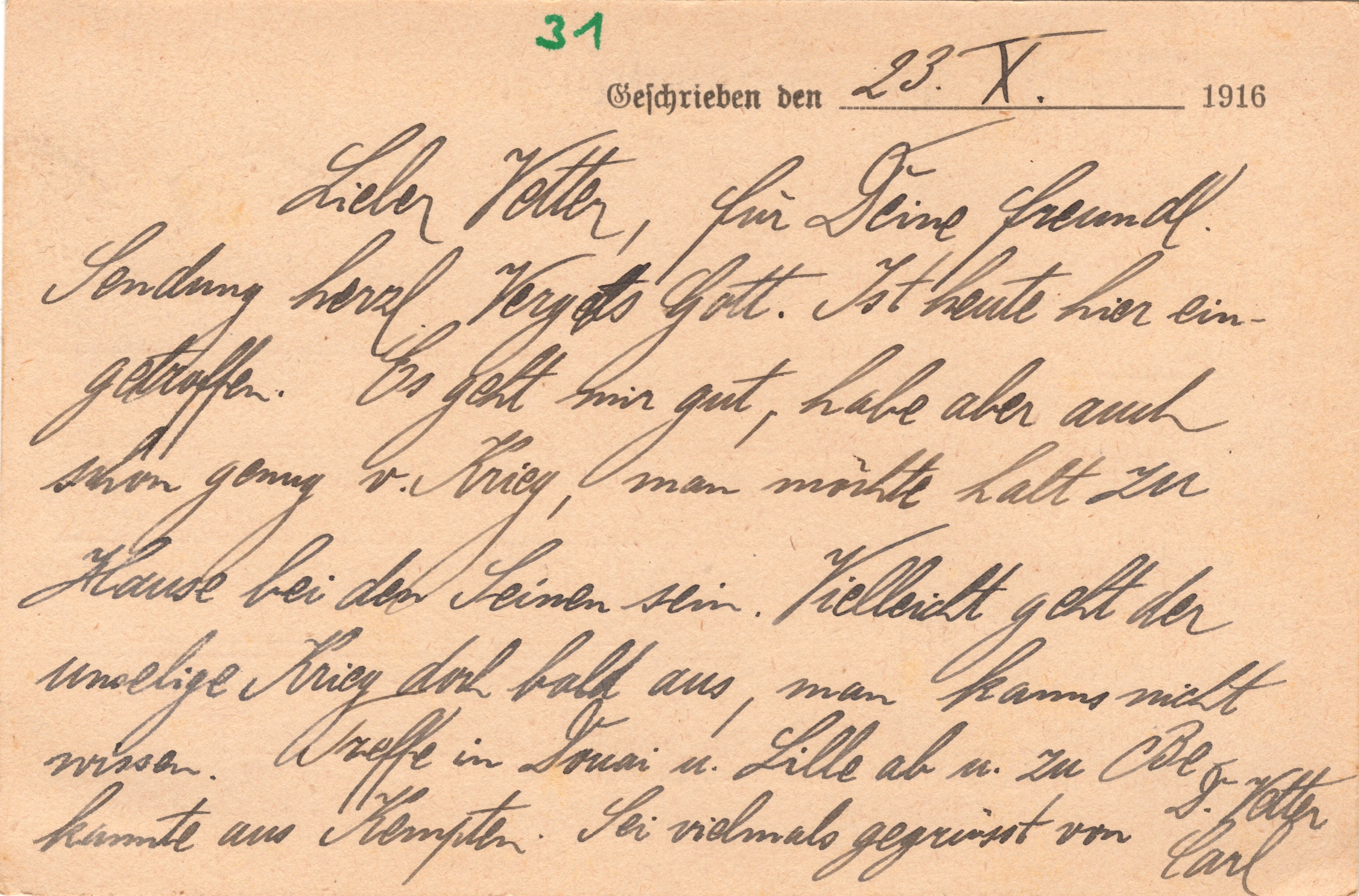 Scan der Schriftstück- Vorderseite © Katholische Pfarrkirchenstiftung St. Stephanus Otting