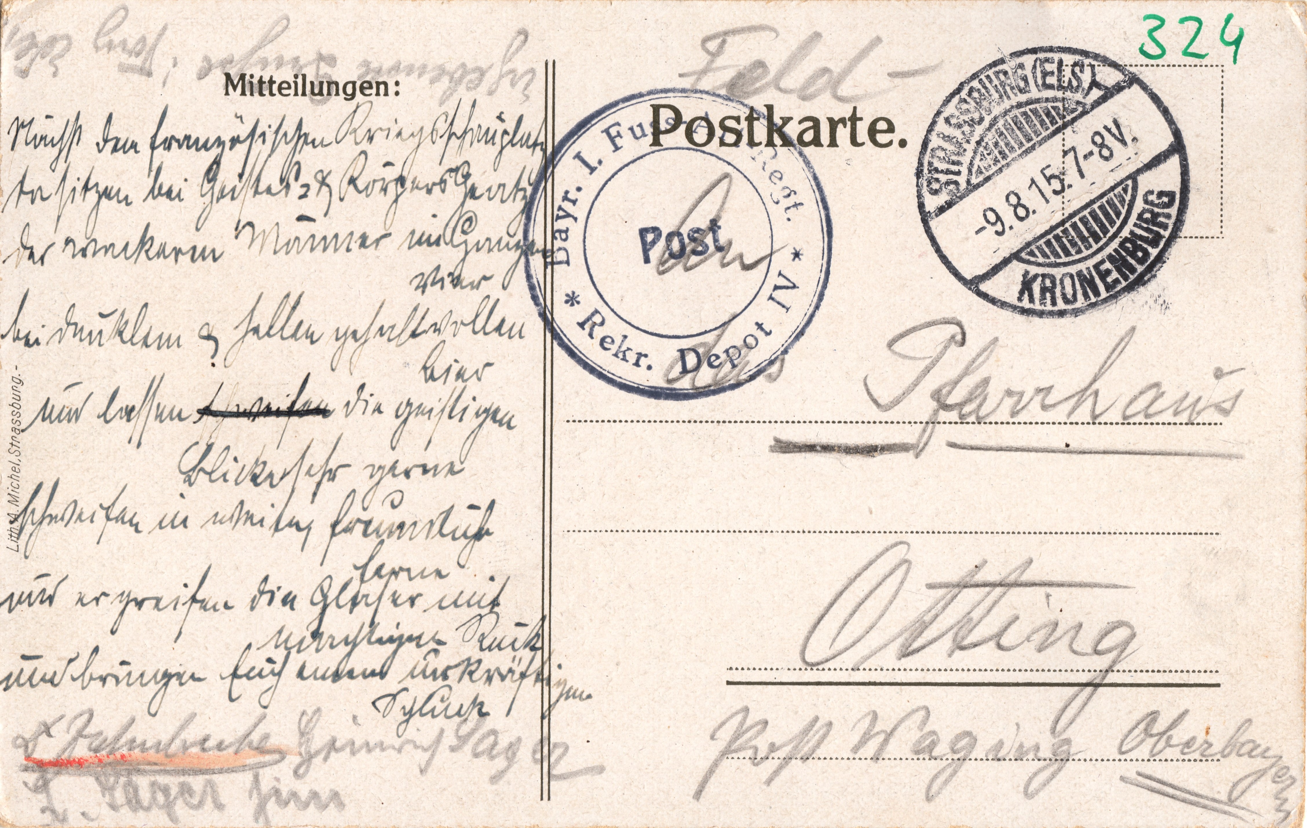 Scan der Schriftstück- Vorderseite © Katholische Pfarrkirchenstiftung St. Stephanus Otting