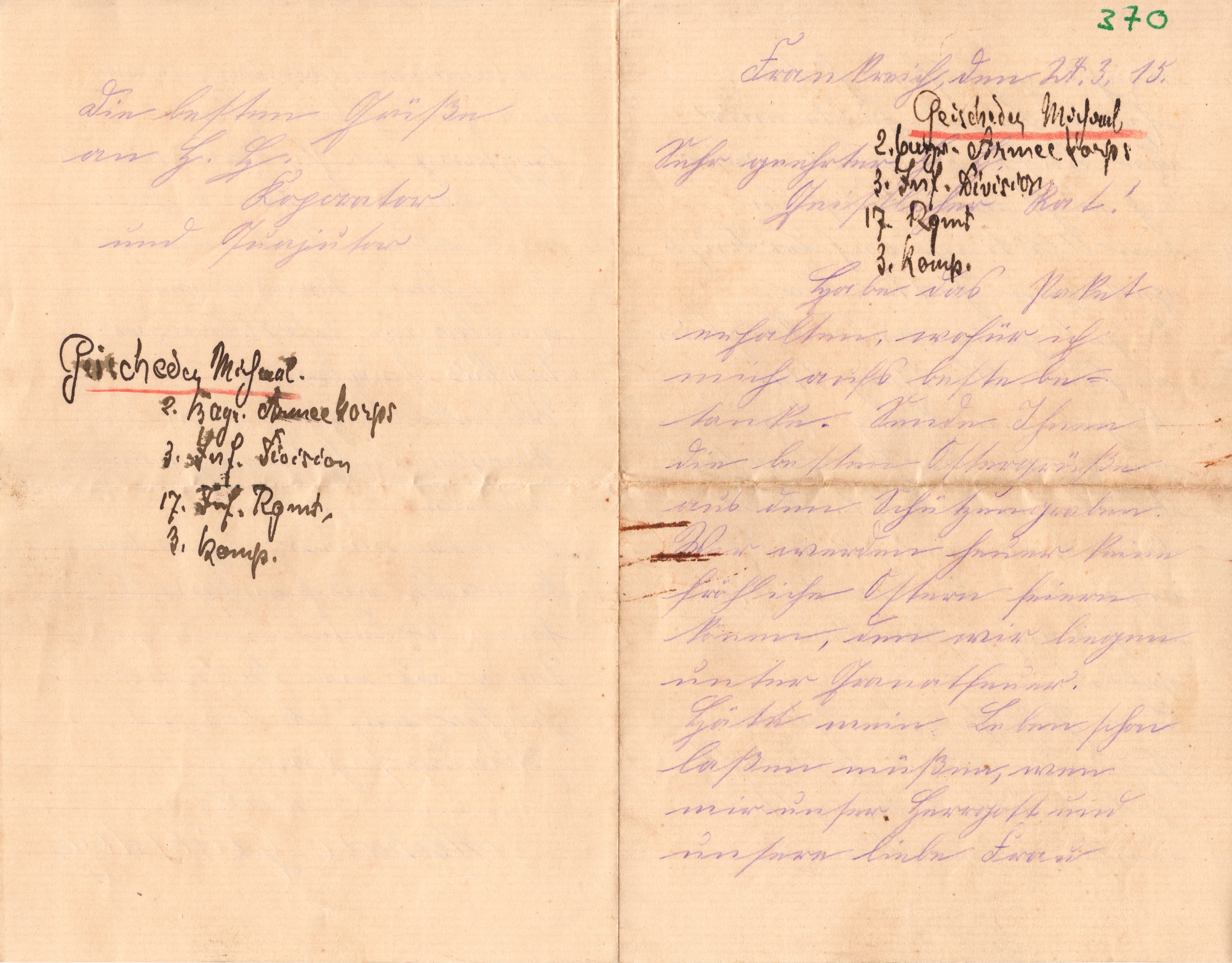 Scan der Schriftstück- Vorderseite © Katholische Pfarrkirchenstiftung St. Stephanus Otting