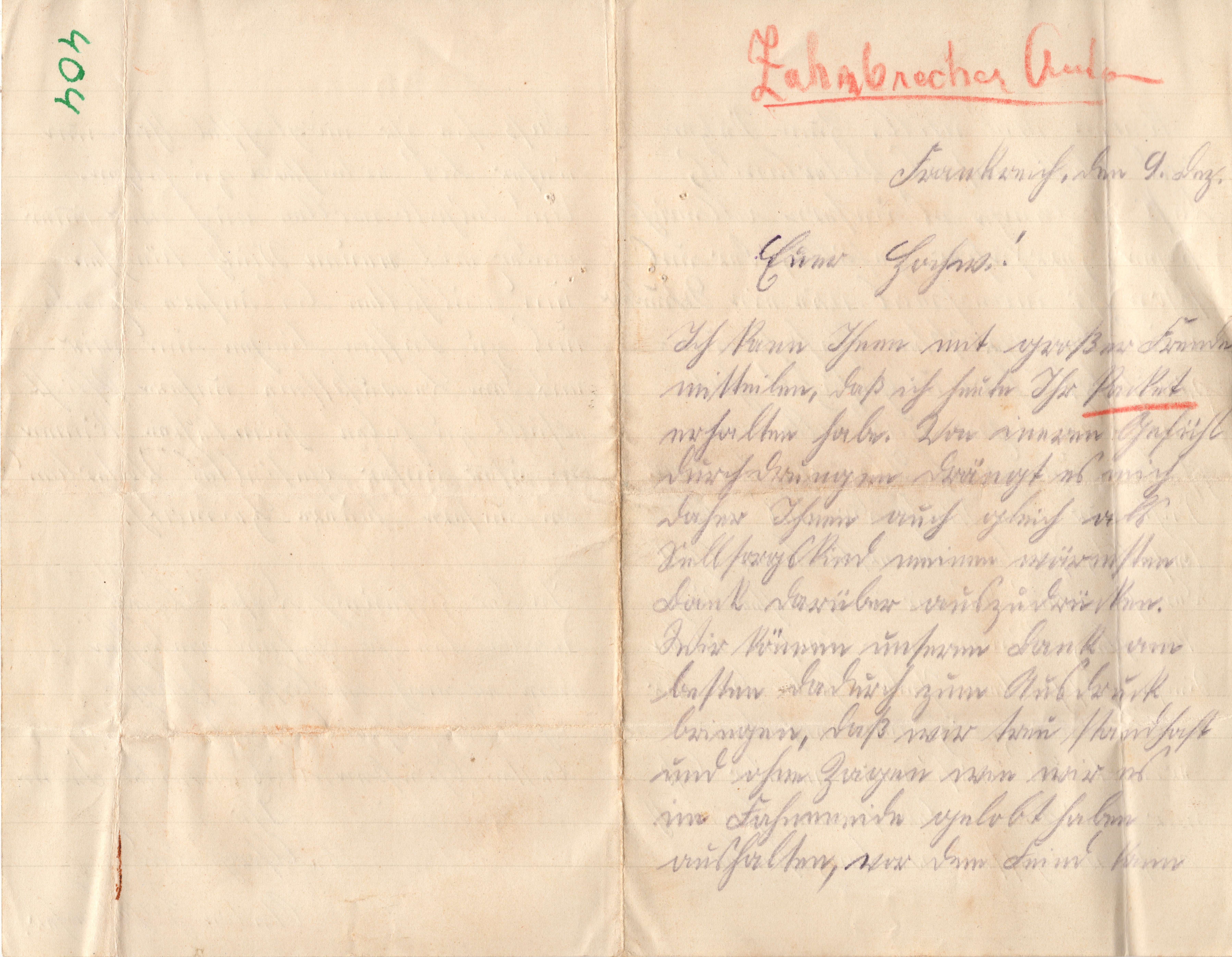 Scan der Schriftstück- Vorderseite © Katholische Pfarrkirchenstiftung St. Stephanus Otting