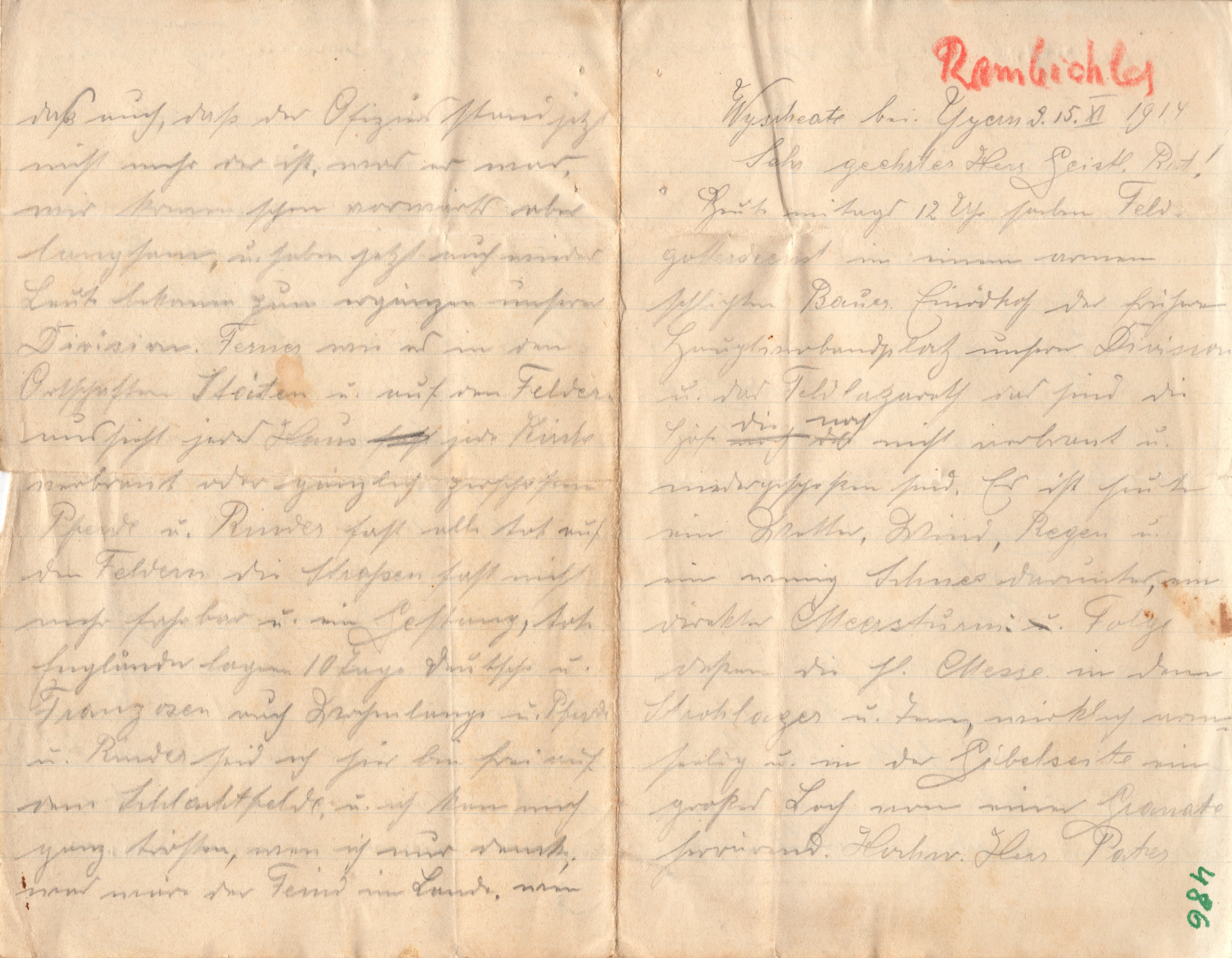 Scan der Schriftstück- Vorderseite © Katholische Pfarrkirchenstiftung St. Stephanus Otting