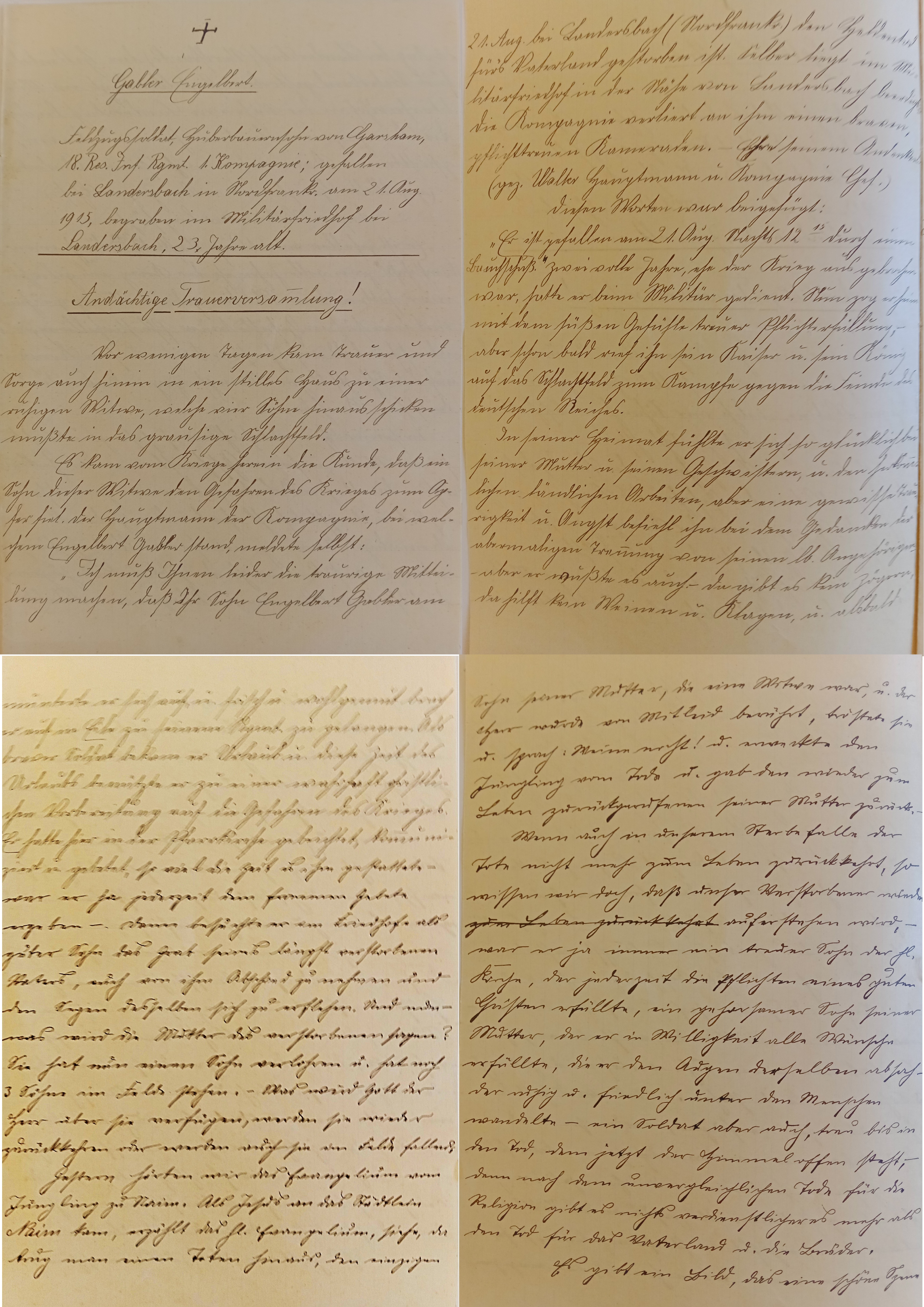 Scan der Schriftstück- Vorderseite © Archiv Erzbistum München, Archivaliensignatur: AEM CB349, 125