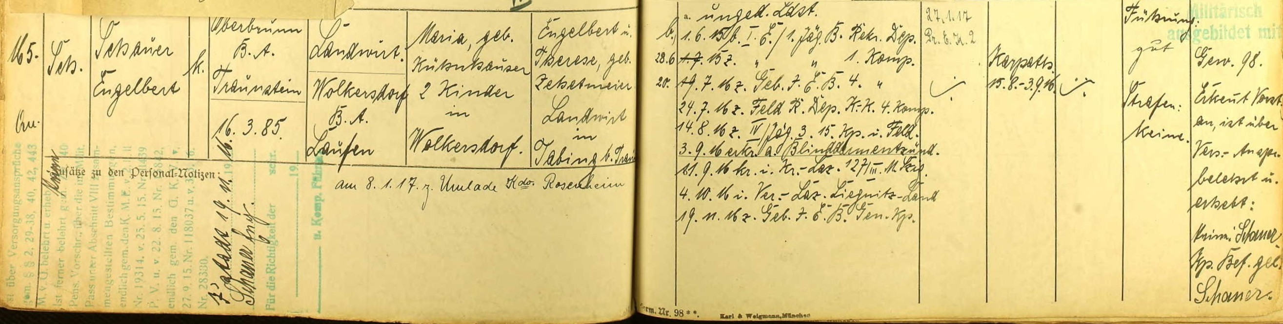 Mit freundlicher Genehmigung von Ancestry und des Hauptstaatsarchivs München - Abt. IV - Kriegsarchiv, Archivaliensignatur: BayHStA,KrStR, Band9303