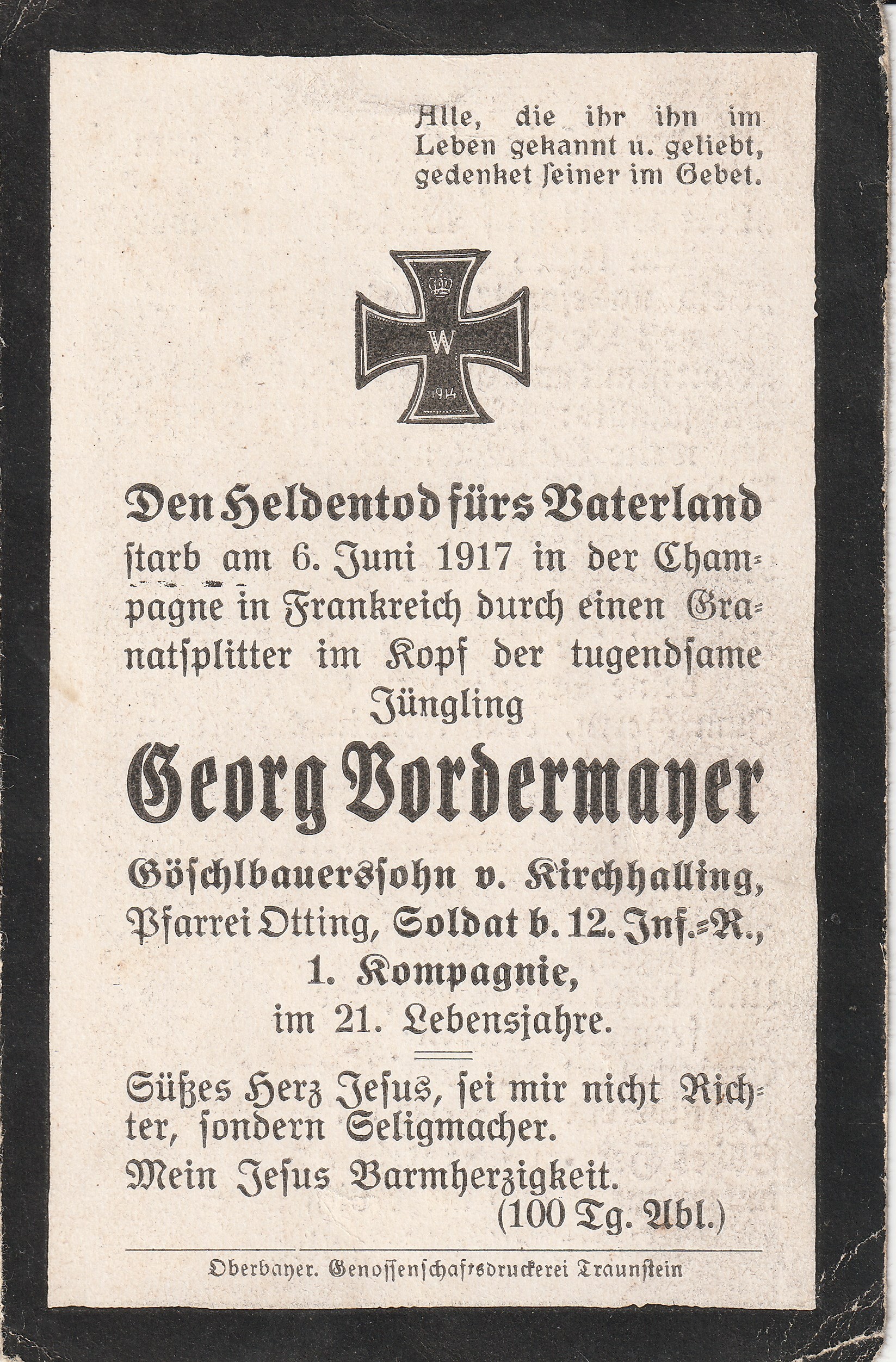 Noch kein Sterbebild vorhanden